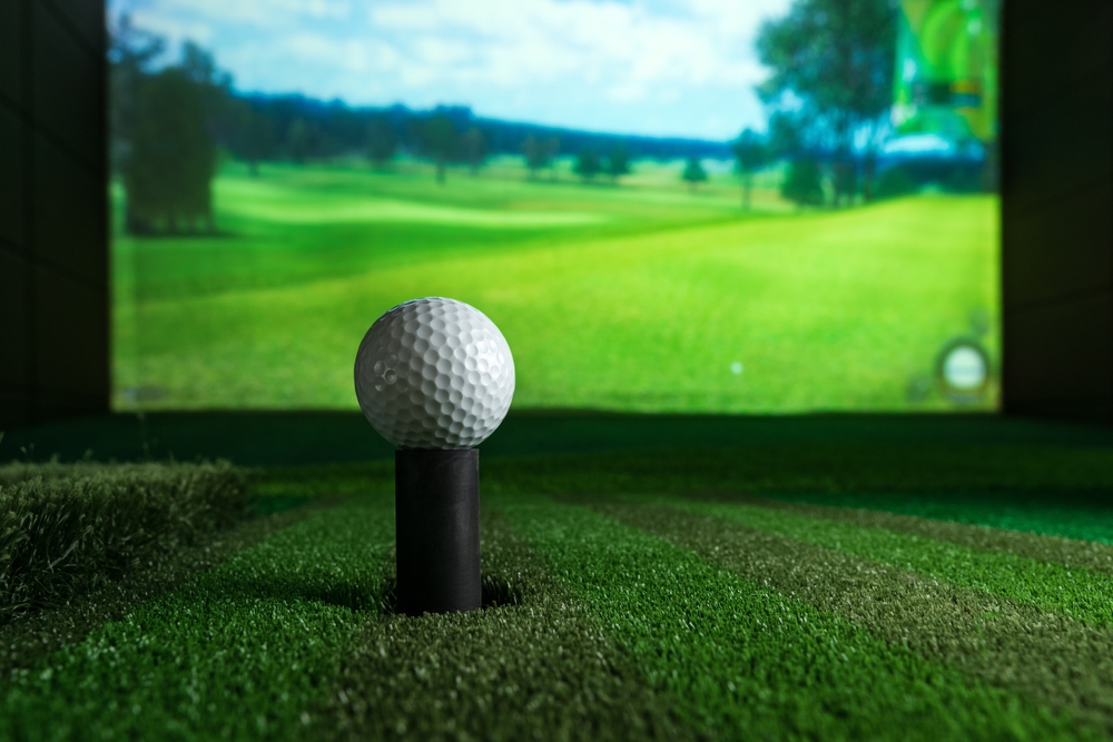 Golf,ball,on,the,background,of,the,screen.,screen,golf.